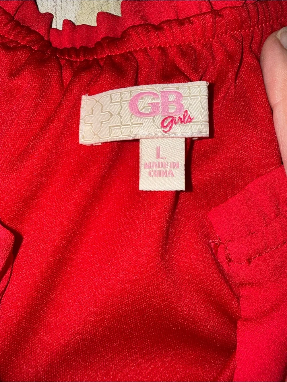 GB Girls Bright Red Tiered Dress with Lace Trim